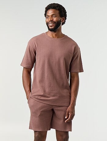 Conjunto curto de pijama em favo de mel - 2 peças