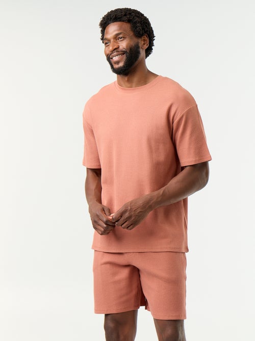 Conjunto curto de pijama em favo de mel - 2 peças - Kiabi Conjunto curto de pijama em favo de mel - 2 peças - Kiabi