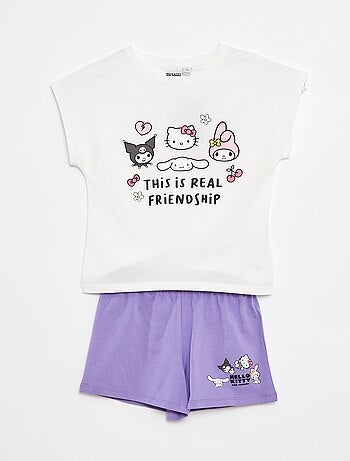 Conjunto curto t-shirt + calções 'Hello Kitty' - 2 peças