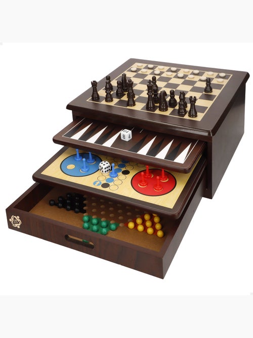 Conjunto de 10 jogos de tabuleiro c/caixa organizadora de madeira cb games - Kiabi