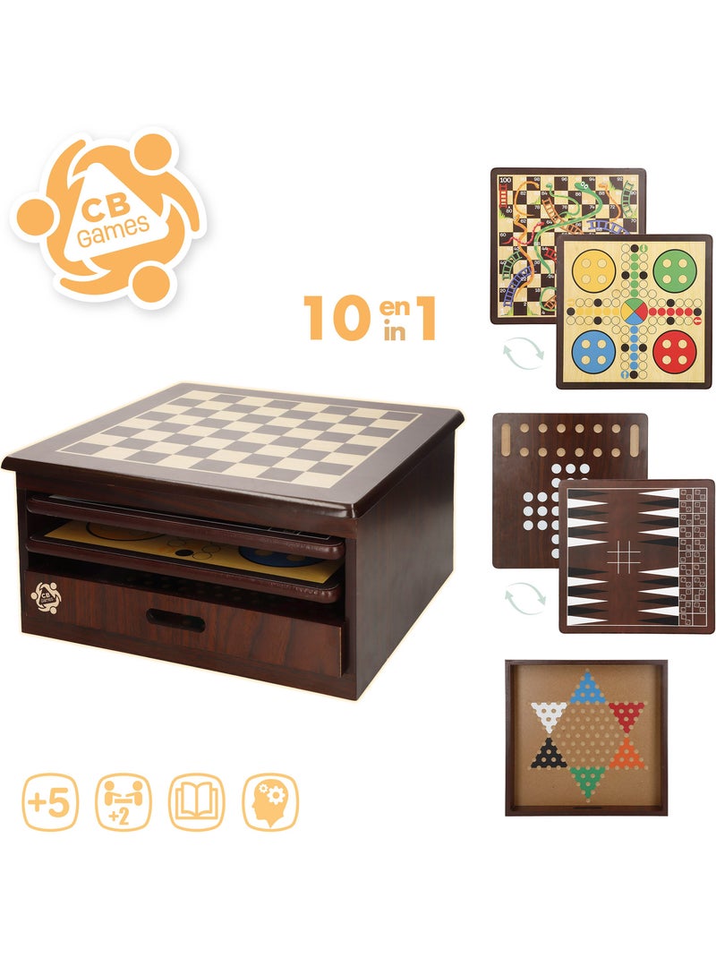 Conjunto de 10 jogos de tabuleiro c/caixa organizadora de madeira cb games N/D - Kiabi