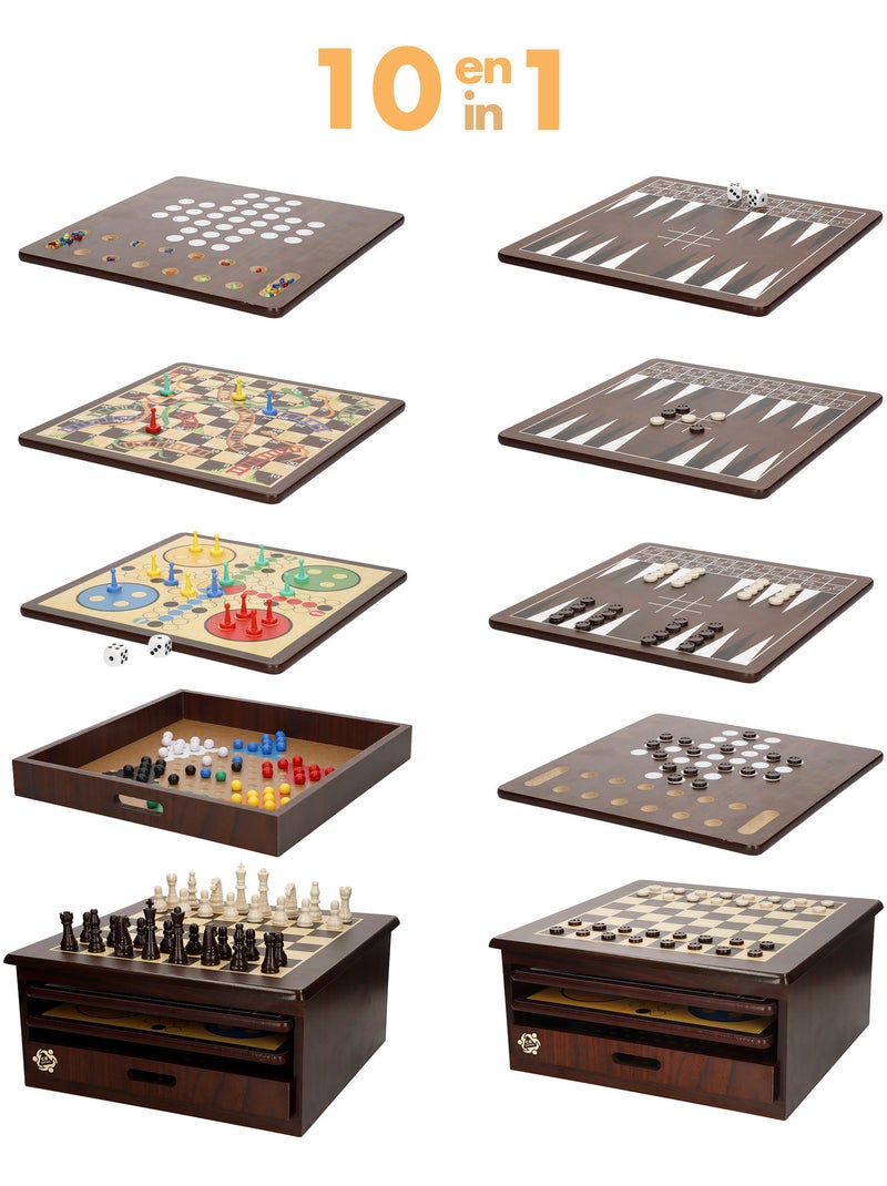 Conjunto de 10 jogos de tabuleiro c/caixa organizadora de madeira cb games N/D - Kiabi