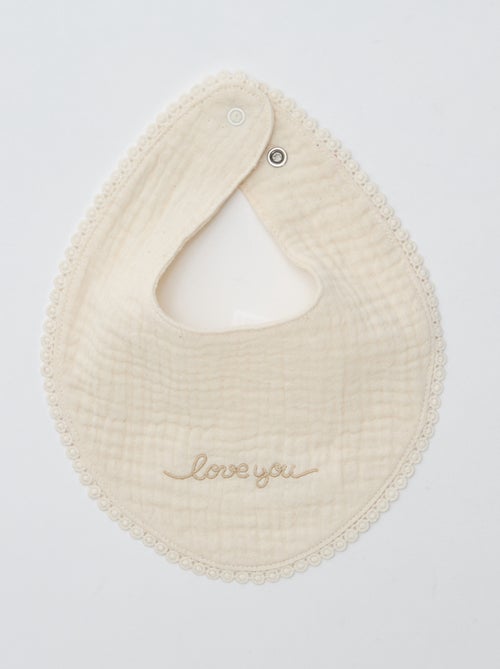 Conjunto de 2 babetes em musselina com bordado inglês - Kiabi