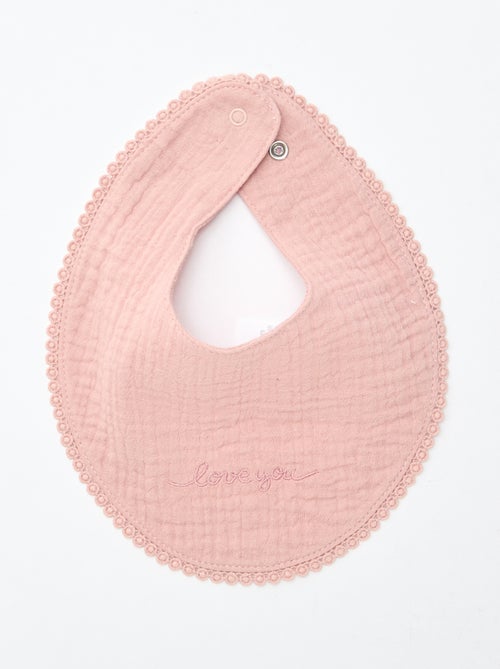 Conjunto de 2 babetes em musselina com bordado inglês - Kiabi