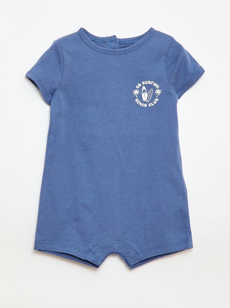 Conjunto de 2 babygrows curtos em jersey Azul - Kiabi