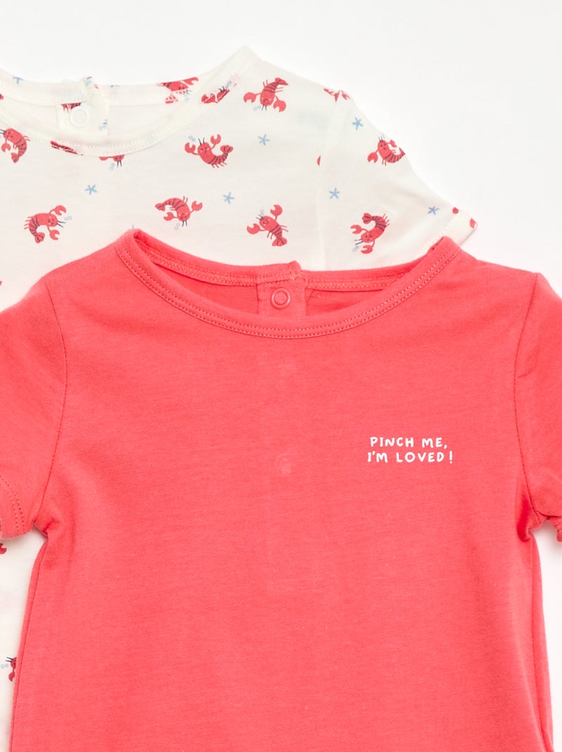 Conjunto de 2 babygrows curtos em jersey Branco - Kiabi