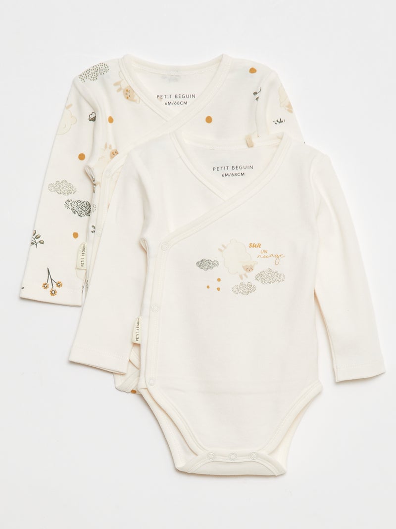 Conjunto de 2 bodies de manga comprida - 2 peças Branco - Kiabi