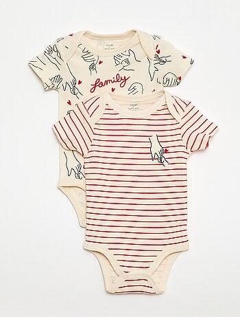 Conjunto de 2 bodies estampados family 'Agathe Sorlet x Kiabi' - Dia dos Namorados