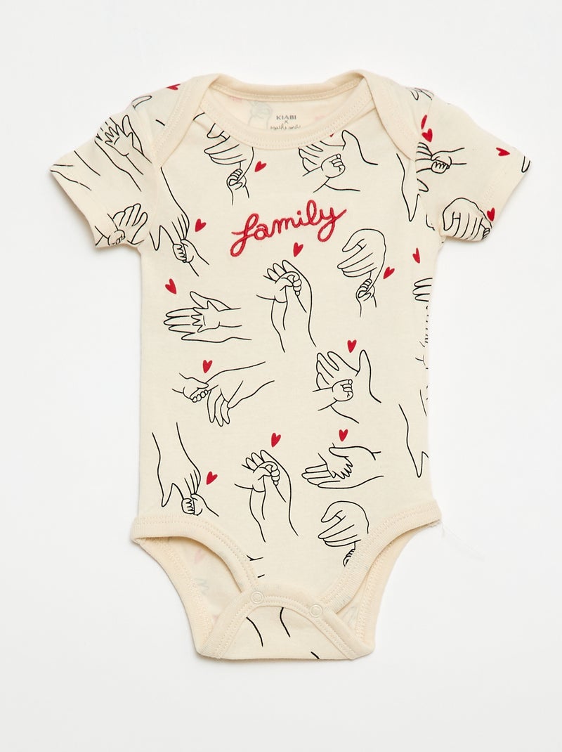 Conjunto de 2 bodies estampados family 'Agathe Sorlet x Kiabi' - Dia dos Namorados Branco - Kiabi