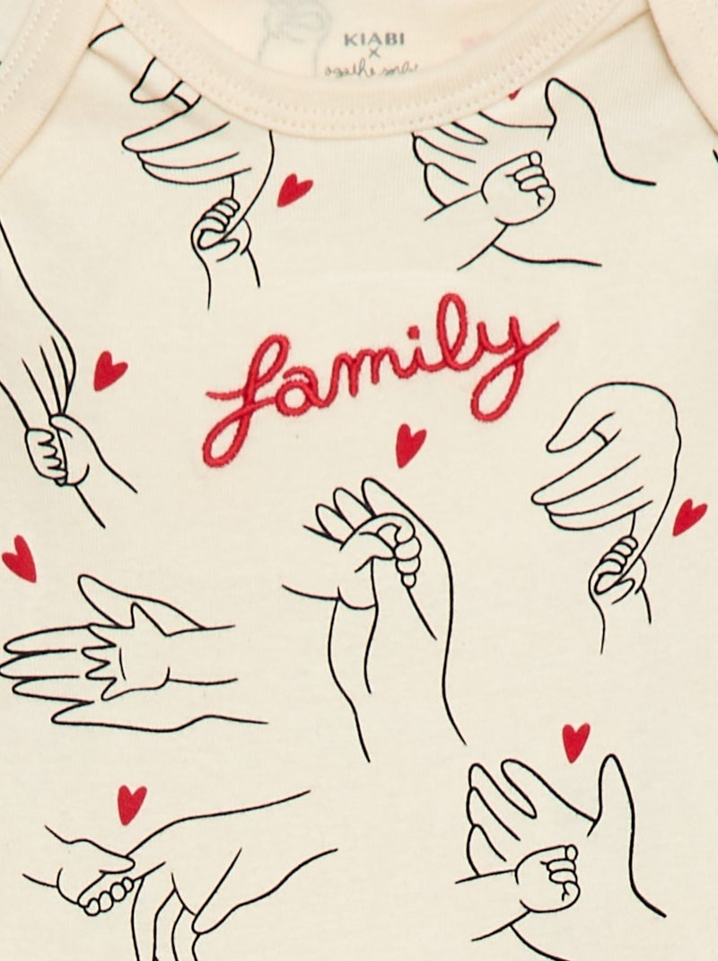 Conjunto de 2 bodies estampados family 'Agathe Sorlet x Kiabi' - Dia dos Namorados Branco - Kiabi