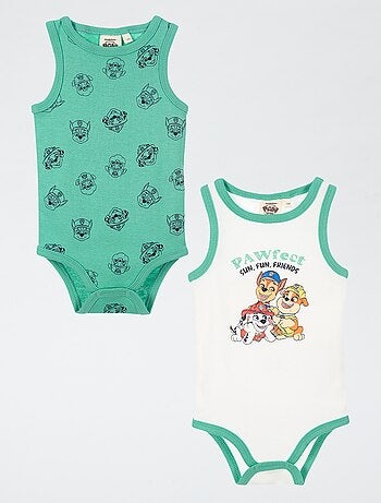 Conjunto de 2 bodies 'Patrulha Pata' sem mangas em algodão
