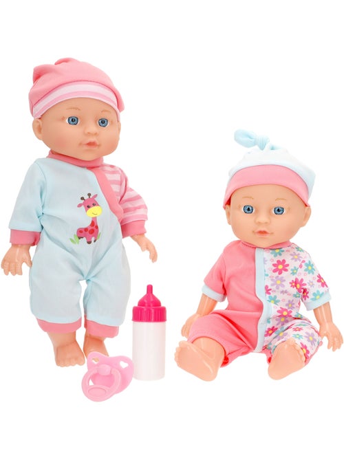 Conjunto de 2 bonecos de bebé de 30 cm com acessórios colorbaby's - Kiabi