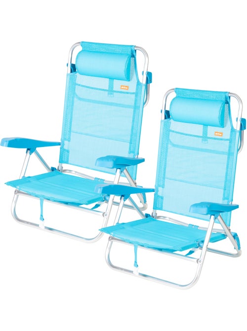 Conjunto de 2 cadeiras de praia baixas com múltiplas posições, 47x49x82 cm, caribe - Kiabi Conjunto de 2 cadeiras de praia baixas com múltiplas posições, 47x49x82 cm, caribe - Kiabi