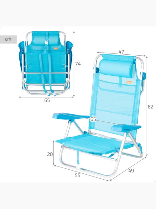 Conjunto de 2 cadeiras de praia baixas com múltiplas posições, 47x49x82 cm, caribe - Kiabi Conjunto de 2 cadeiras de praia baixas com múltiplas posições, 47x49x82 cm, caribe - Kiabi