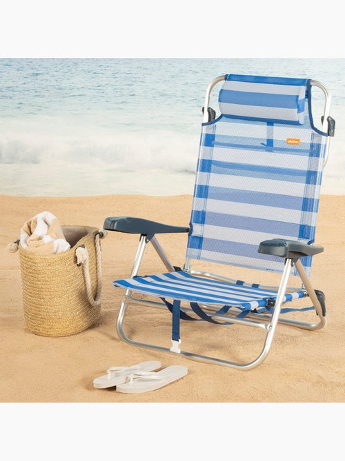 Conjunto de 2 cadeiras de praia baixas com múltiplas posições, 47x49x82 cm, estilo náutico. - Kiabi Conjunto de 2 cadeiras de praia baixas com múltiplas posições, 47x49x82 cm, estilo náutico. - Kiabi