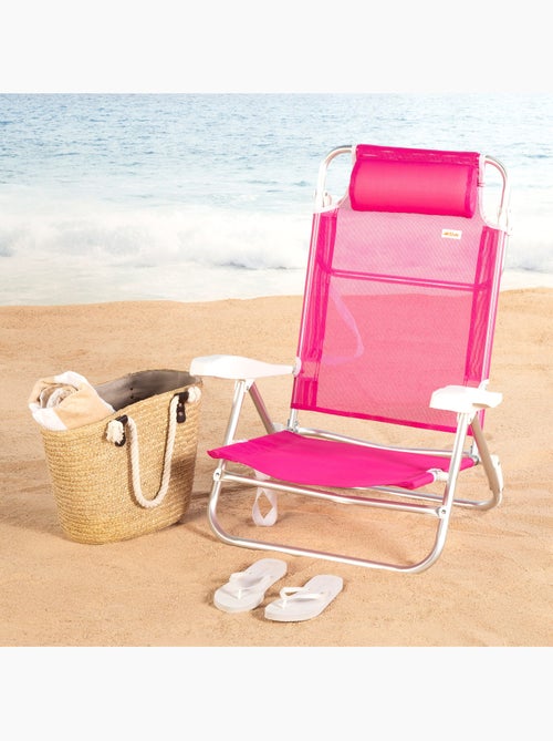 Conjunto de 2 cadeiras de praia baixas multiposição 47x49x82 cm fúcsia - Kiabi Conjunto de 2 cadeiras de praia baixas multiposição 47x49x82 cm fúcsia - Kiabi
