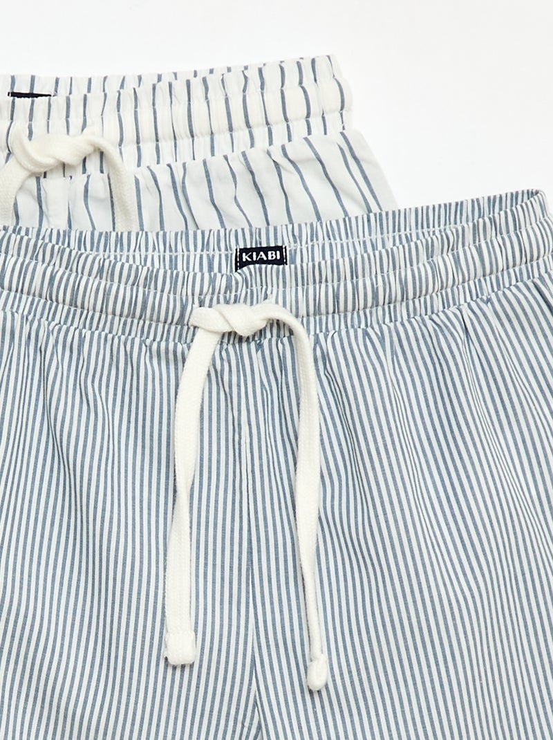 Conjunto de 2 calções às riscas Azul - Kiabi