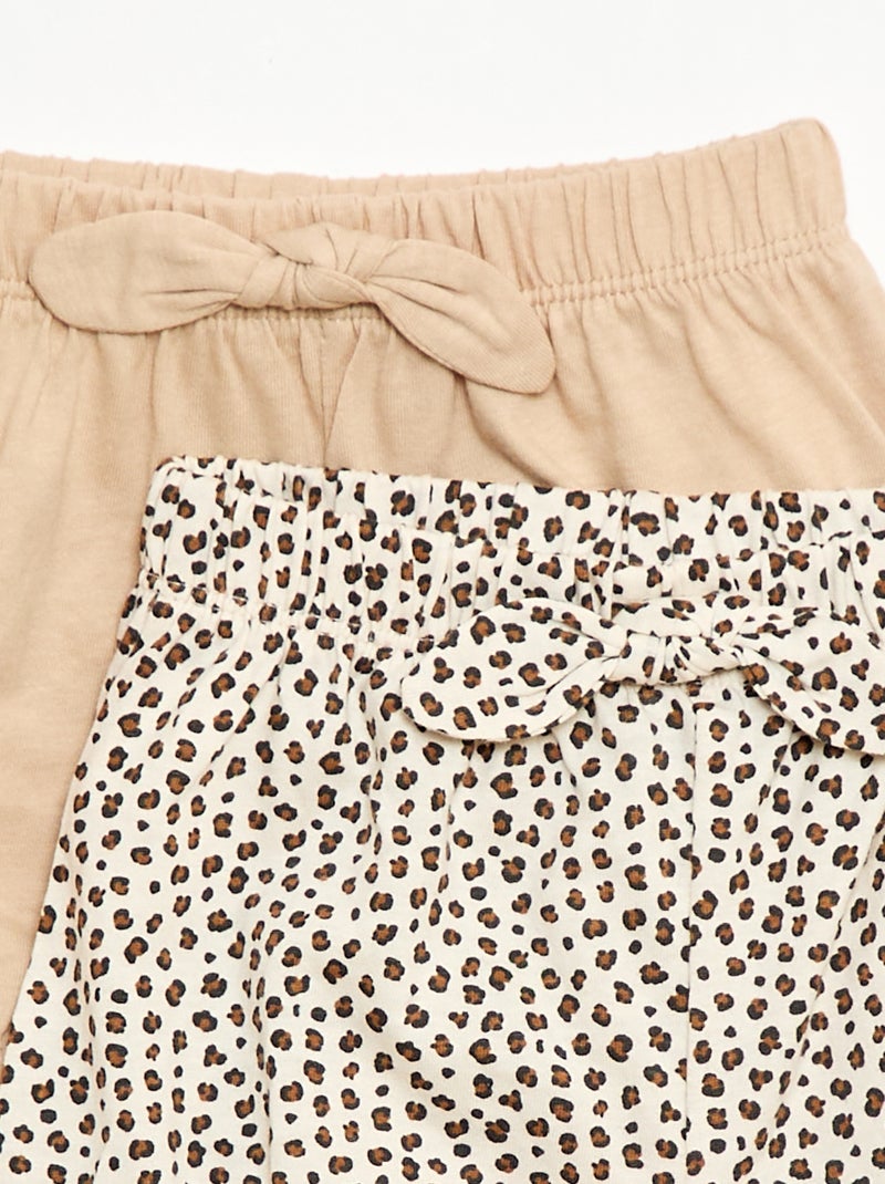 Conjunto de 2 calções com laços decorativos Beige - Kiabi