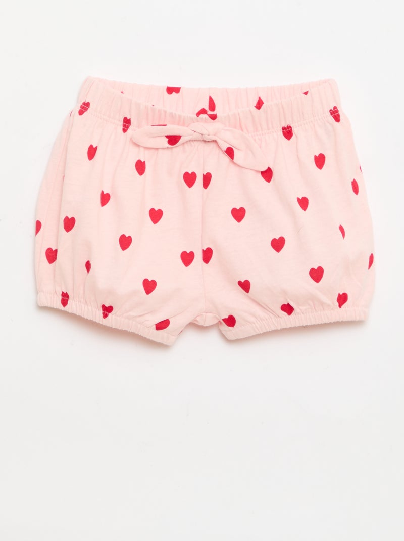 Conjunto de 2 calções com laços decorativos Rosa - Kiabi