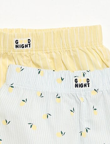 Conjunto de 2 calções de noite em popelina de algodão
