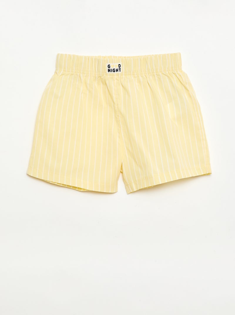 Conjunto de 2 calções de noite em popelina de algodão Amarelo - Kiabi