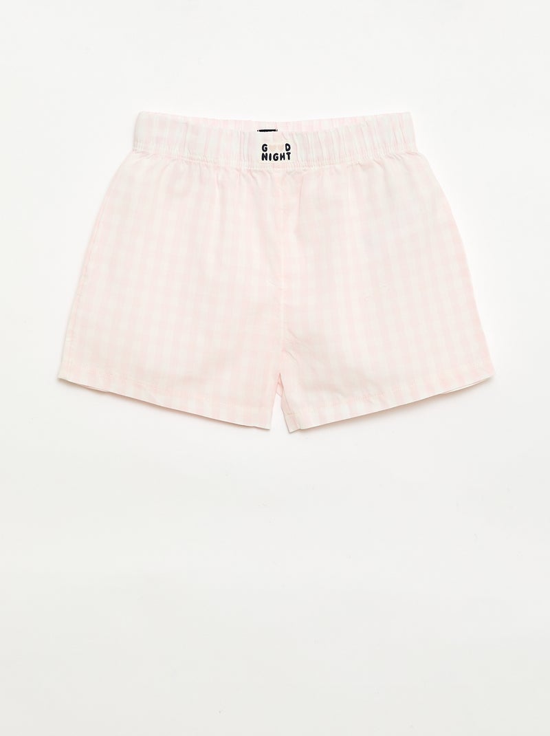Conjunto de 2 calções de noite em popelina de algodão Rosa - Kiabi