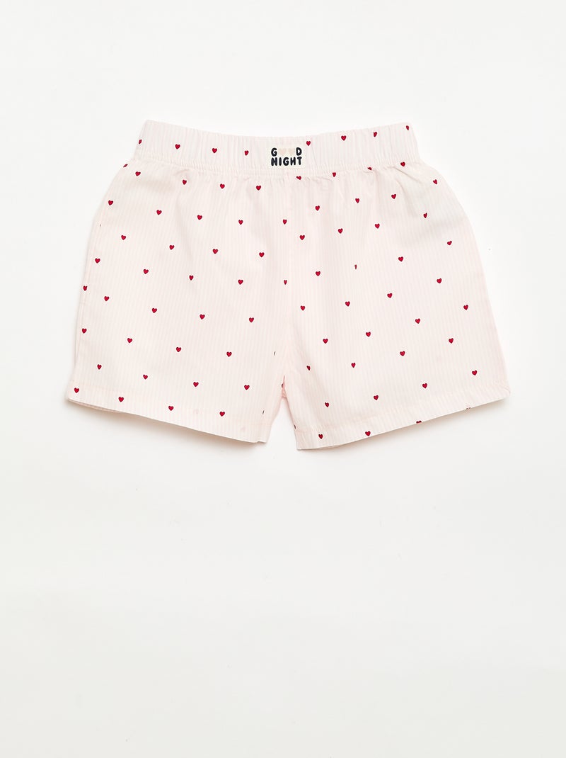 Conjunto de 2 calções de noite em popelina de algodão Rosa - Kiabi