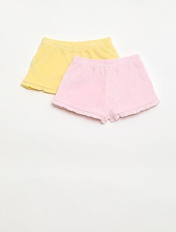 Conjunto de 2 calções de turco lisos com folhos