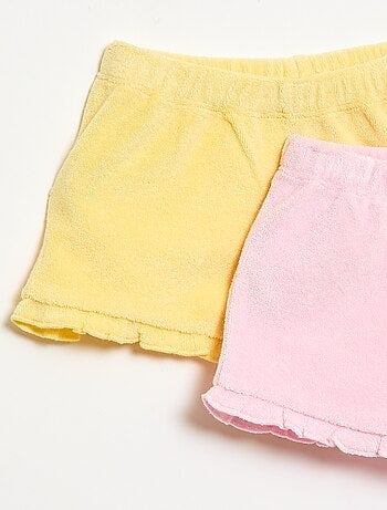 Conjunto de 2 calções de turco lisos com folhos