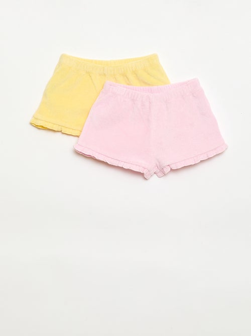 Conjunto de 2 calções de turco lisos com folhos - Kiabi