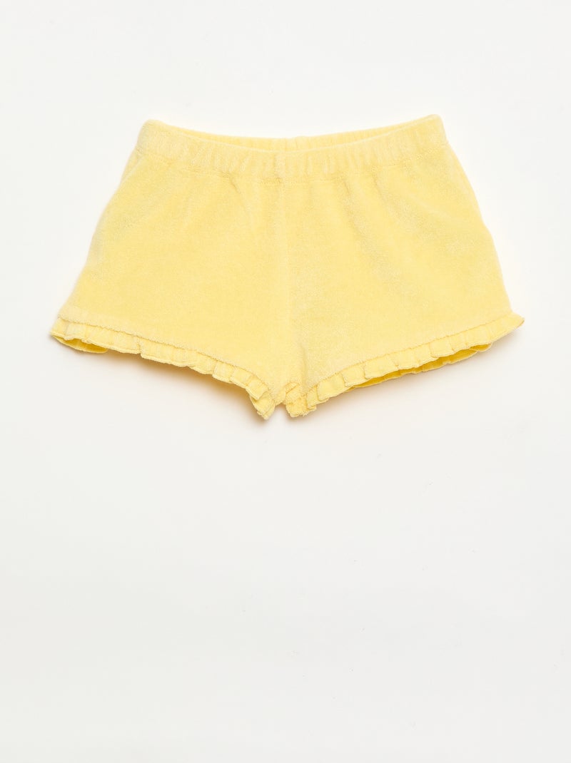 Conjunto de 2 calções de turco lisos com folhos Amarelo - Kiabi