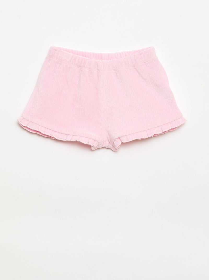 Conjunto de 2 calções de turco lisos com folhos Amarelo - Kiabi
