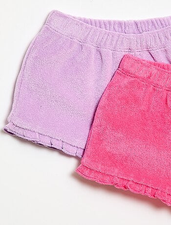 Conjunto de 2 calções de turco lisos com folhos