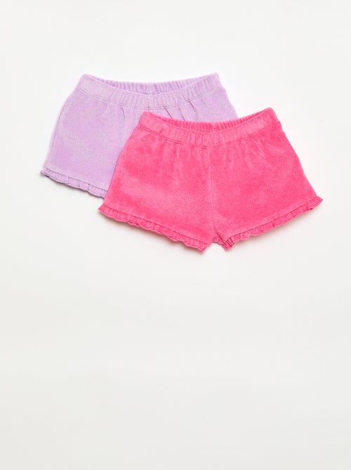 Conjunto de 2 calções de turco lisos com folhos - Kiabi