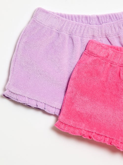 Conjunto de 2 calções de turco lisos com folhos - Kiabi