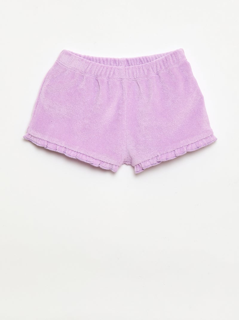 Conjunto de 2 calções de turco lisos com folhos Violeta - Kiabi
