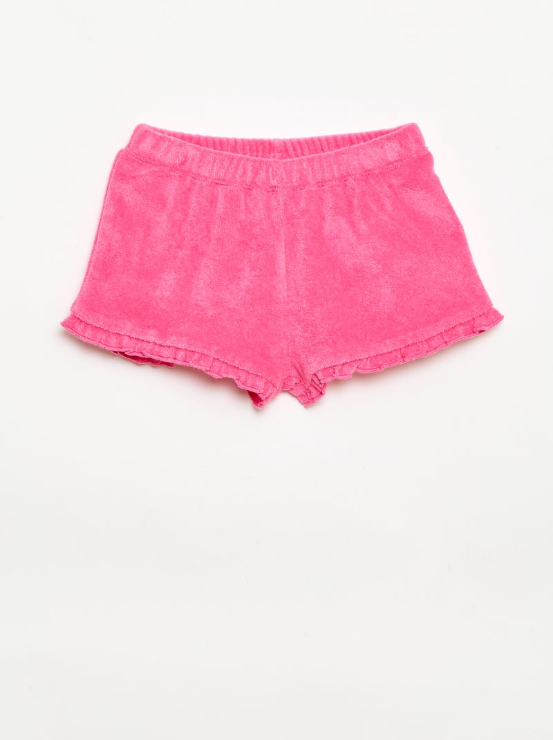 Conjunto de 2 calções de turco lisos com folhos Violeta - Kiabi