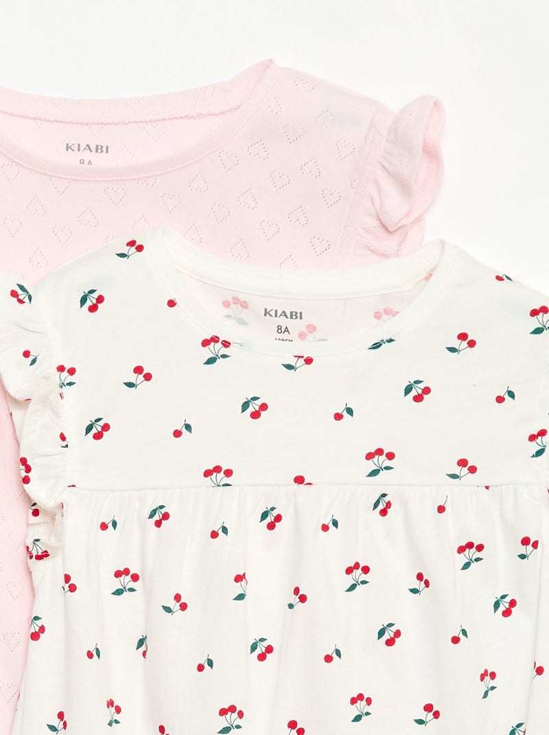 Conjunto de 2 camisas de dormir de manga curta Branco - Kiabi