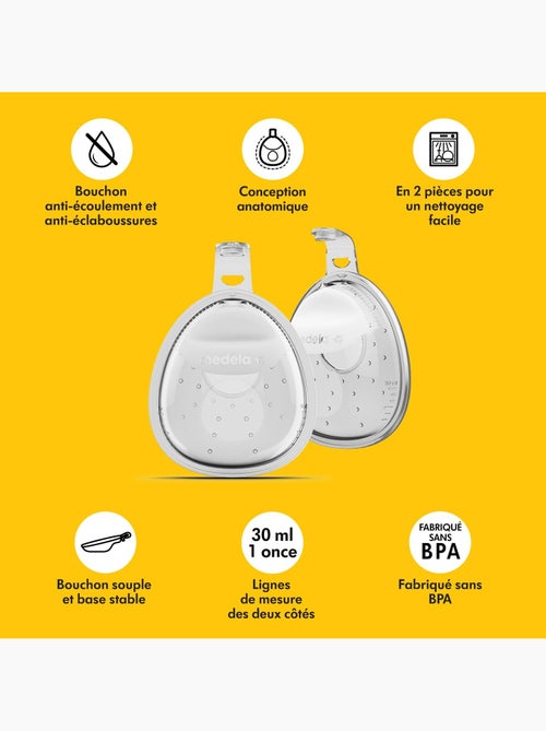 Conjunto de 2 copos de recolha de leite materno medela - copos de amamentação discretos em silicone - Kiabi