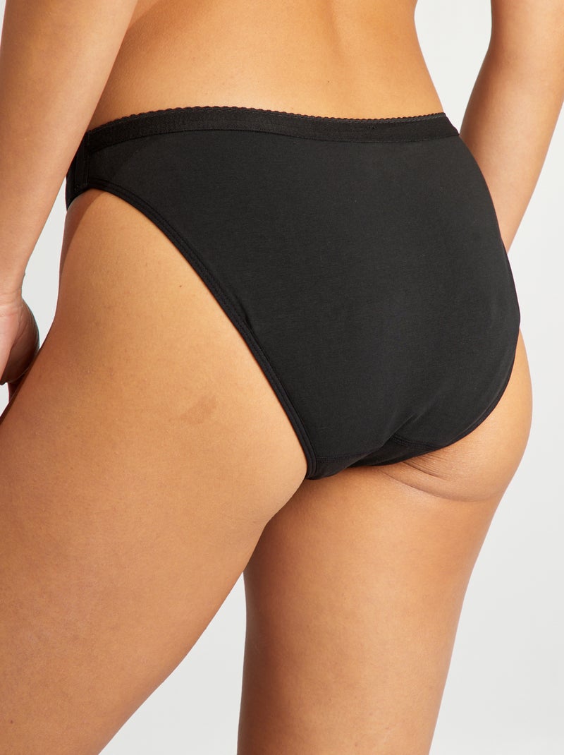 Conjunto de 2 cuecas menstruais laváveis de algodão - coleção fácil de vestir Preto - Kiabi