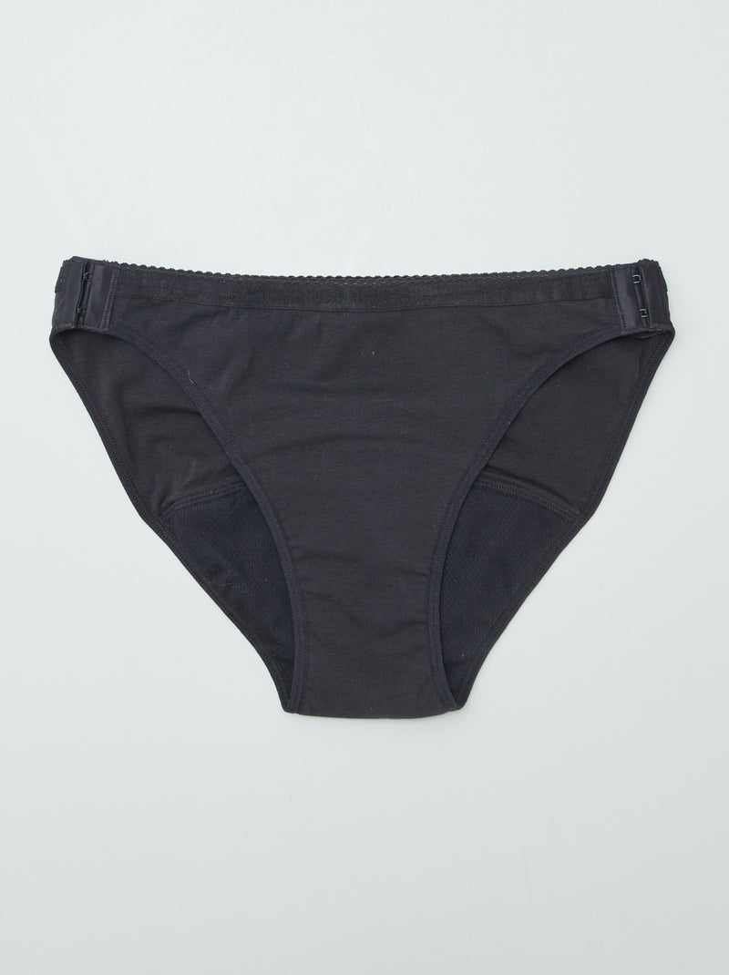 Conjunto de 2 cuecas menstruais laváveis de algodão - coleção fácil de vestir Preto - Kiabi