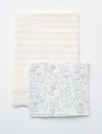 Conjunto de 2 fraldas de pano 'Disney' em gaze de algodão