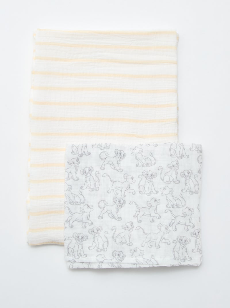 Conjunto de 2 fraldas de pano 'Disney' em gaze de algodão Branco - Kiabi