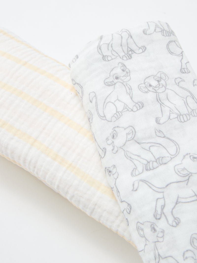 Conjunto de 2 fraldas de pano 'Disney' em gaze de algodão Branco - Kiabi