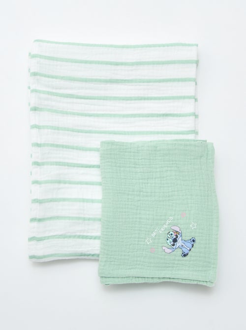 Conjunto de 2 fraldas de pano 'Disney' em gaze de algodão - Kiabi