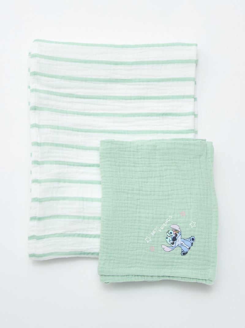 Conjunto de 2 fraldas de pano 'Disney' em gaze de algodão Verde - Kiabi