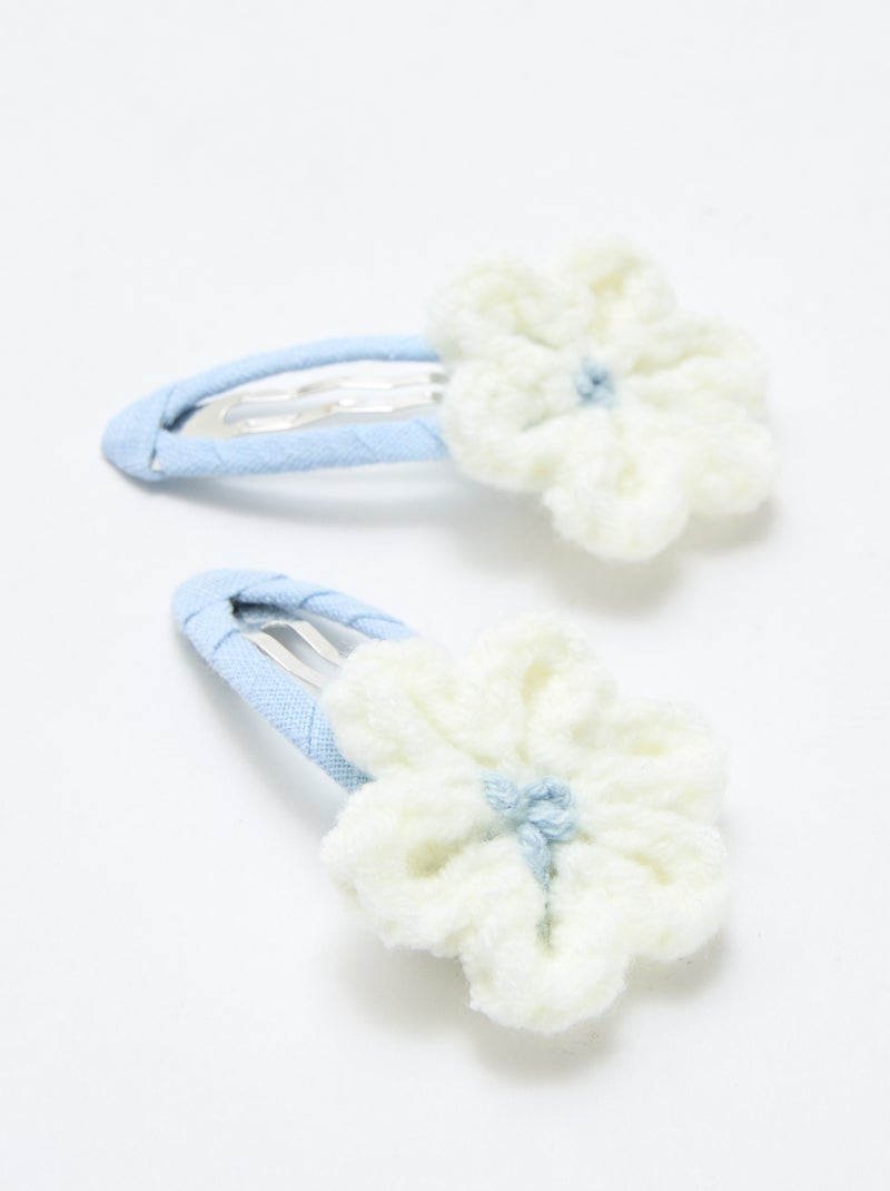 Conjunto de 2 ganchos de cabelo "clique-claque" em macramé Branco - Kiabi