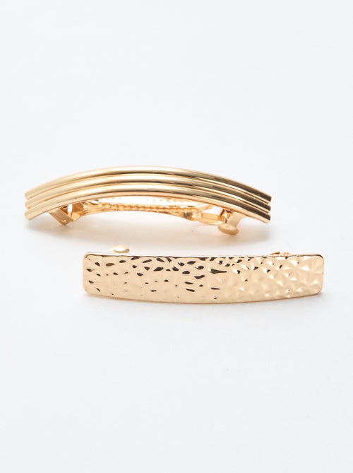 Conjunto de 2 ganchos de cabelo dourados - Kiabi