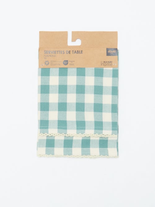 Conjunto de 2 guardanapos de mesa aos quadrados - Kiabi