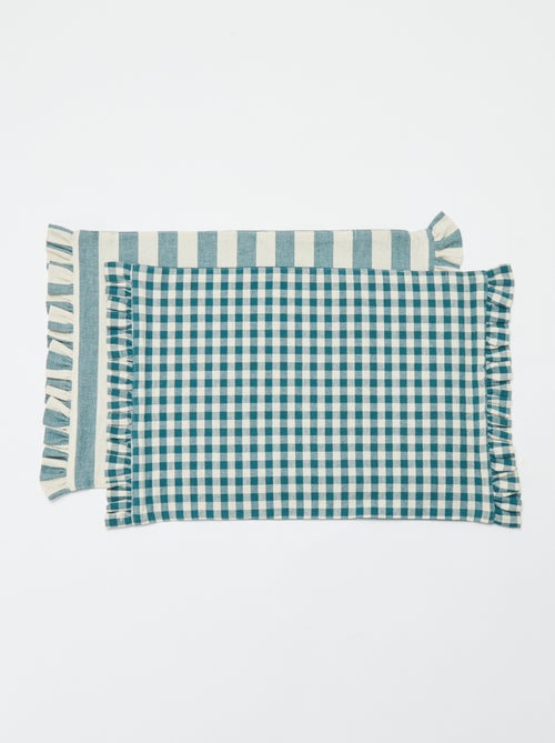 Conjunto de 2 individuais de mesa (32x45 cm) com folhos - Kiabi Conjunto de 2 individuais de mesa (32x45 cm) com folhos - Kiabi